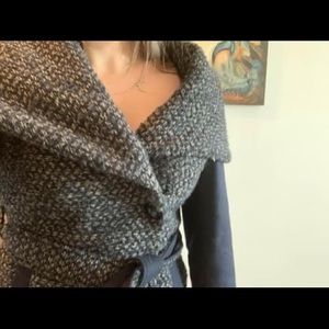 Navy peacoat with oversized hood